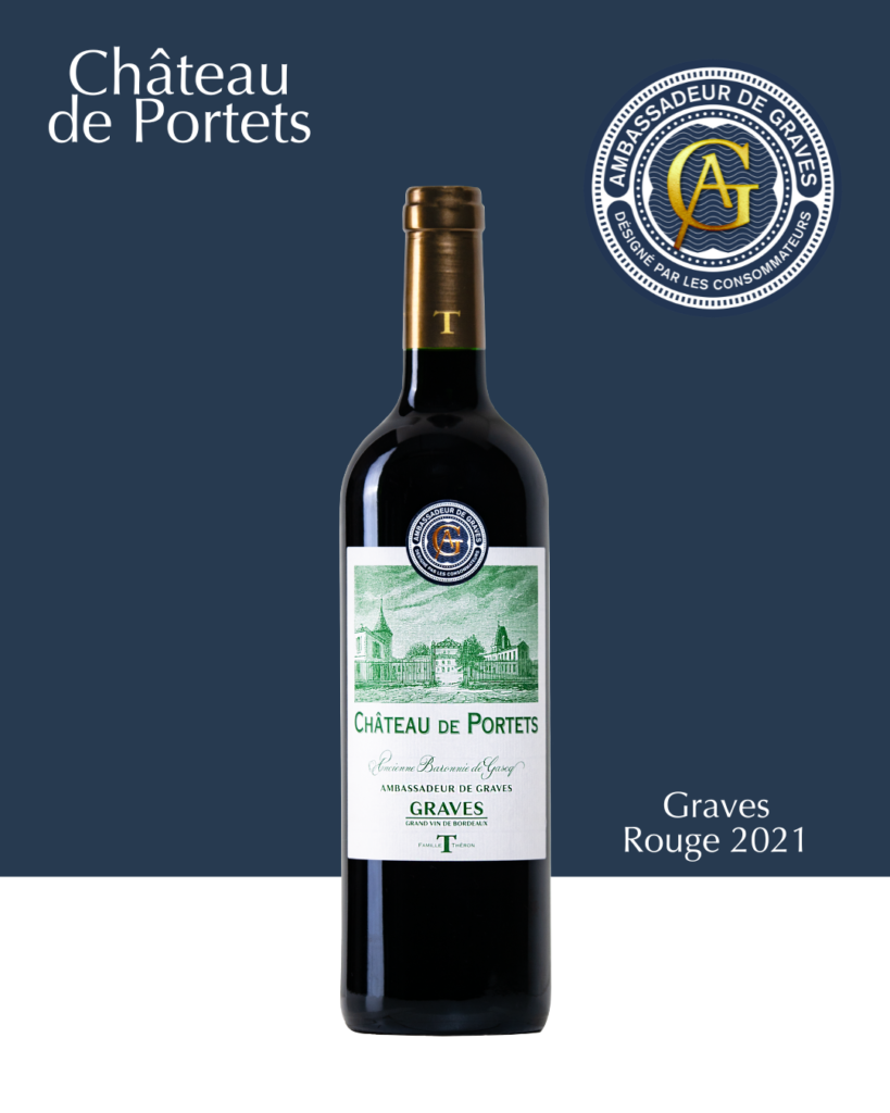 Photo de la bouteille de vin Château ude Portets graves rouge 2021 élu Ambassadeur de graves